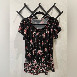 Style & Co. Black Floral Blouse